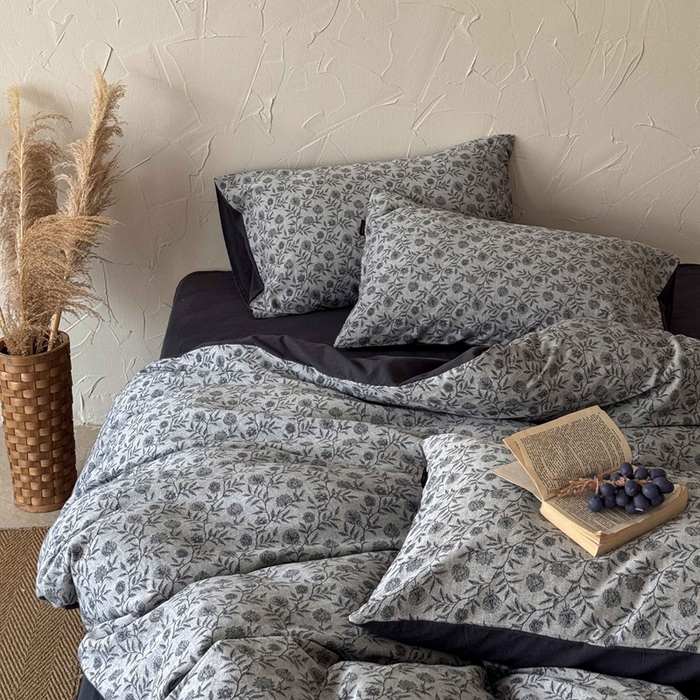 91家纺网 家纺一手货源 找家纺 于果 2025新款全棉纯棉色织提花四件套 夕颜