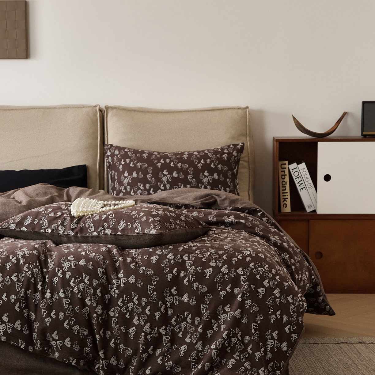 91家纺网 家纺一手货源 找家纺 原研家居 2025新款棉麻色织提花系列四件套 空寂余温