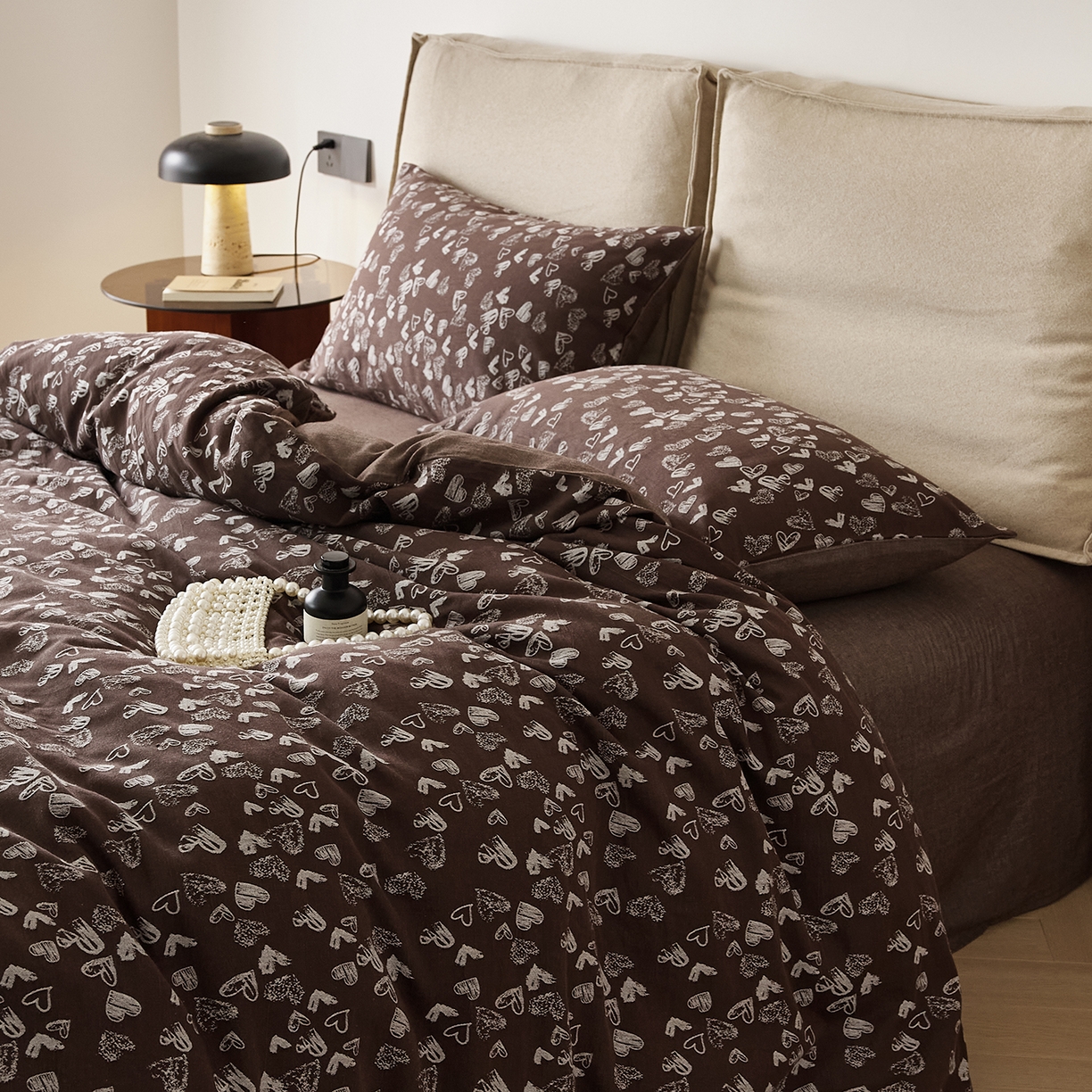 91家纺网 家纺一手货源 找家纺 原研家居 2025新款棉麻色织提花系列四件套 空寂余温