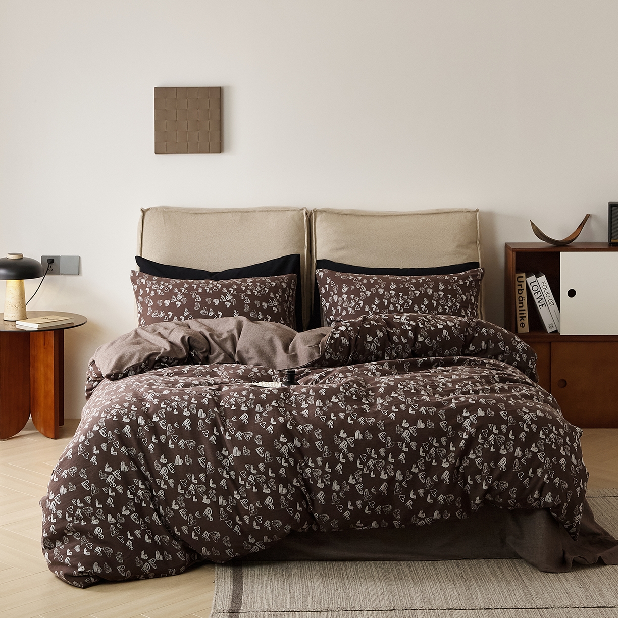 91家纺网 家纺一手货源 找家纺 原研家居 2025新款棉麻色织提花系列四件套 空寂余温