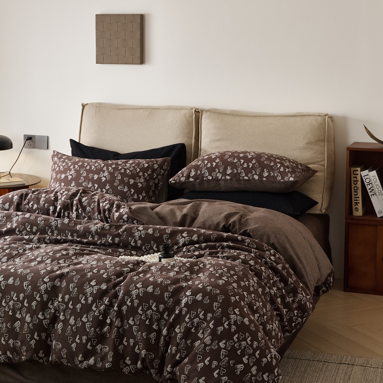 91家纺网 家纺一手货源 找家纺 原研家居 2025新款棉麻色织提花系列四件套 空寂余温