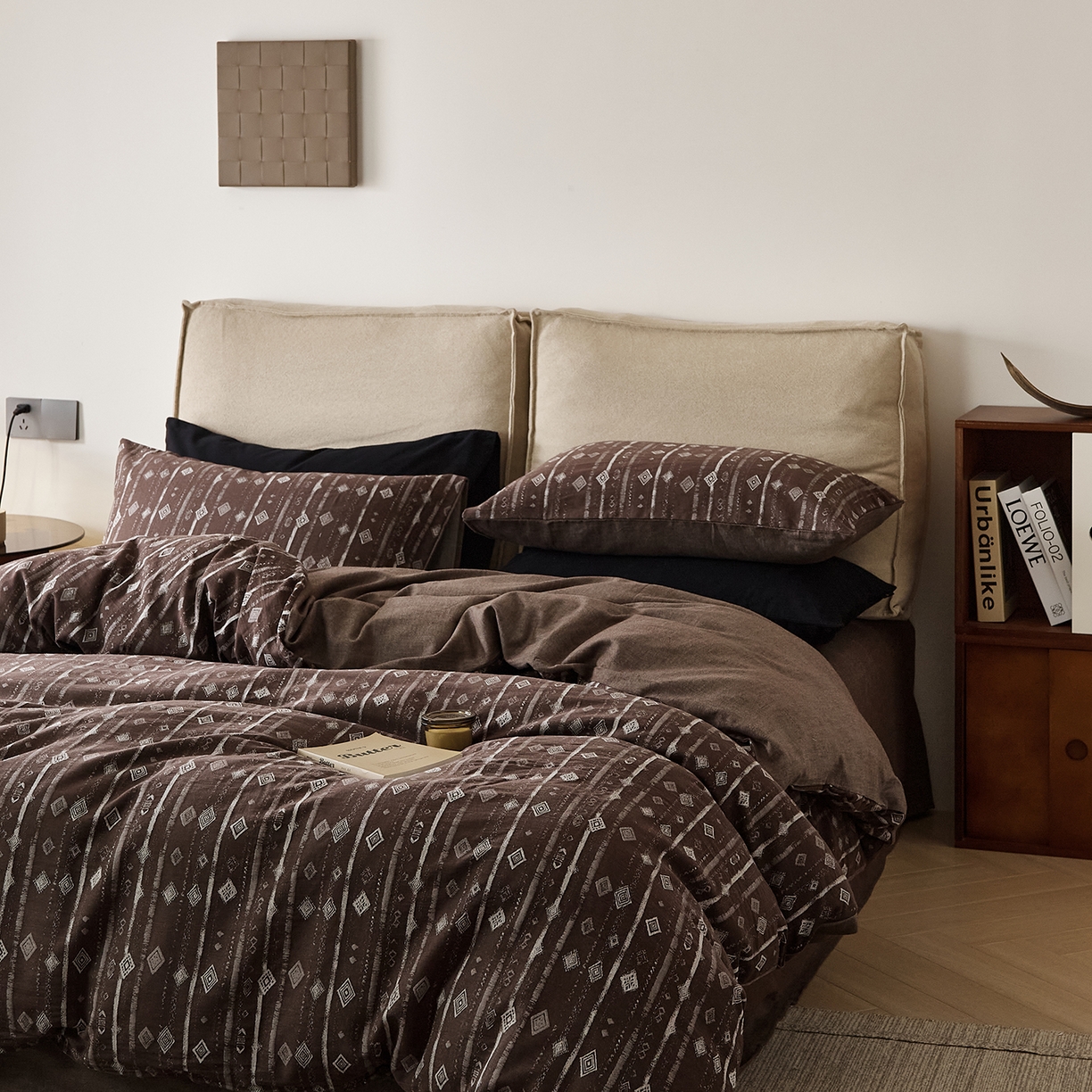 91家纺网 家纺一手货源 找家纺 原研家居 2025新款棉麻色织提花系列四件套 旧布承尘