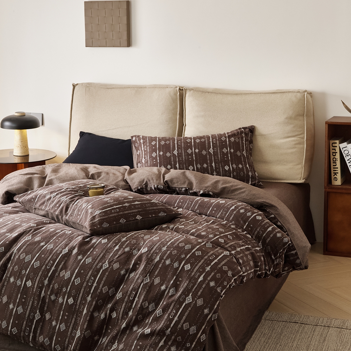 91家纺网 家纺一手货源 找家纺 原研家居 2025新款棉麻色织提花系列四件套 旧布承尘