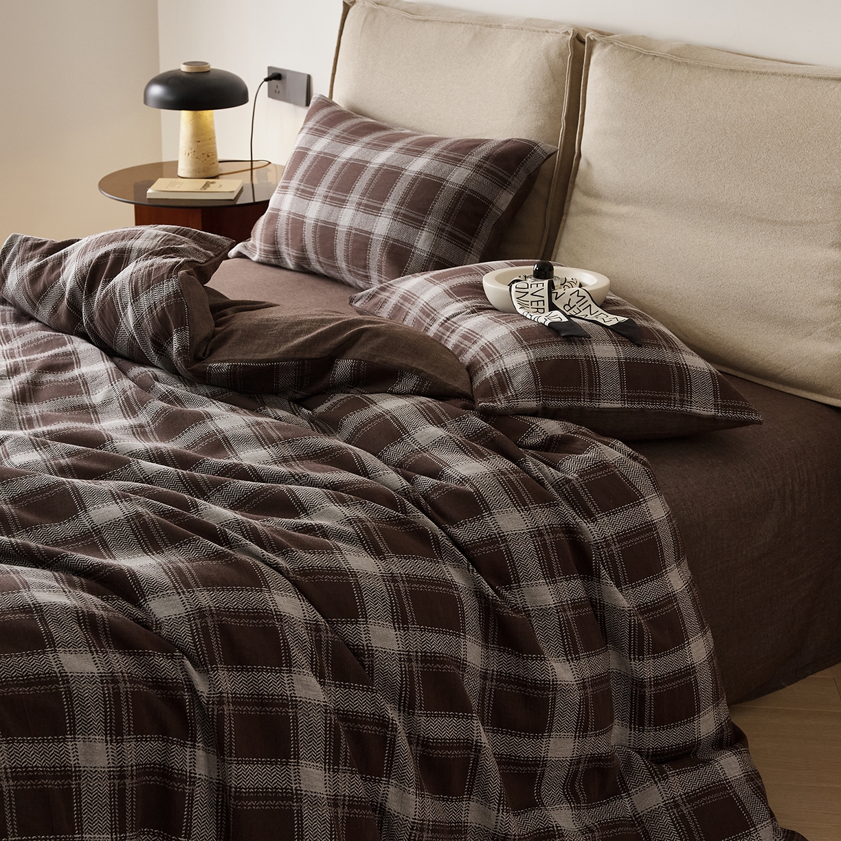 91家纺网 家纺一手货源 找家纺 原研家居 2025新款棉麻色织提花系列四件套 枯荣共生