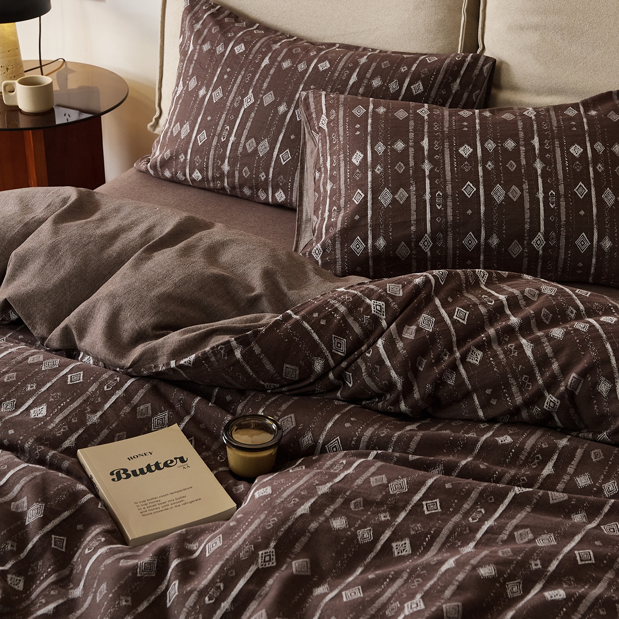 91家纺网 家纺一手货源 找家纺 原研家居 2025新款棉麻色织提花系列四件套 旧布承尘