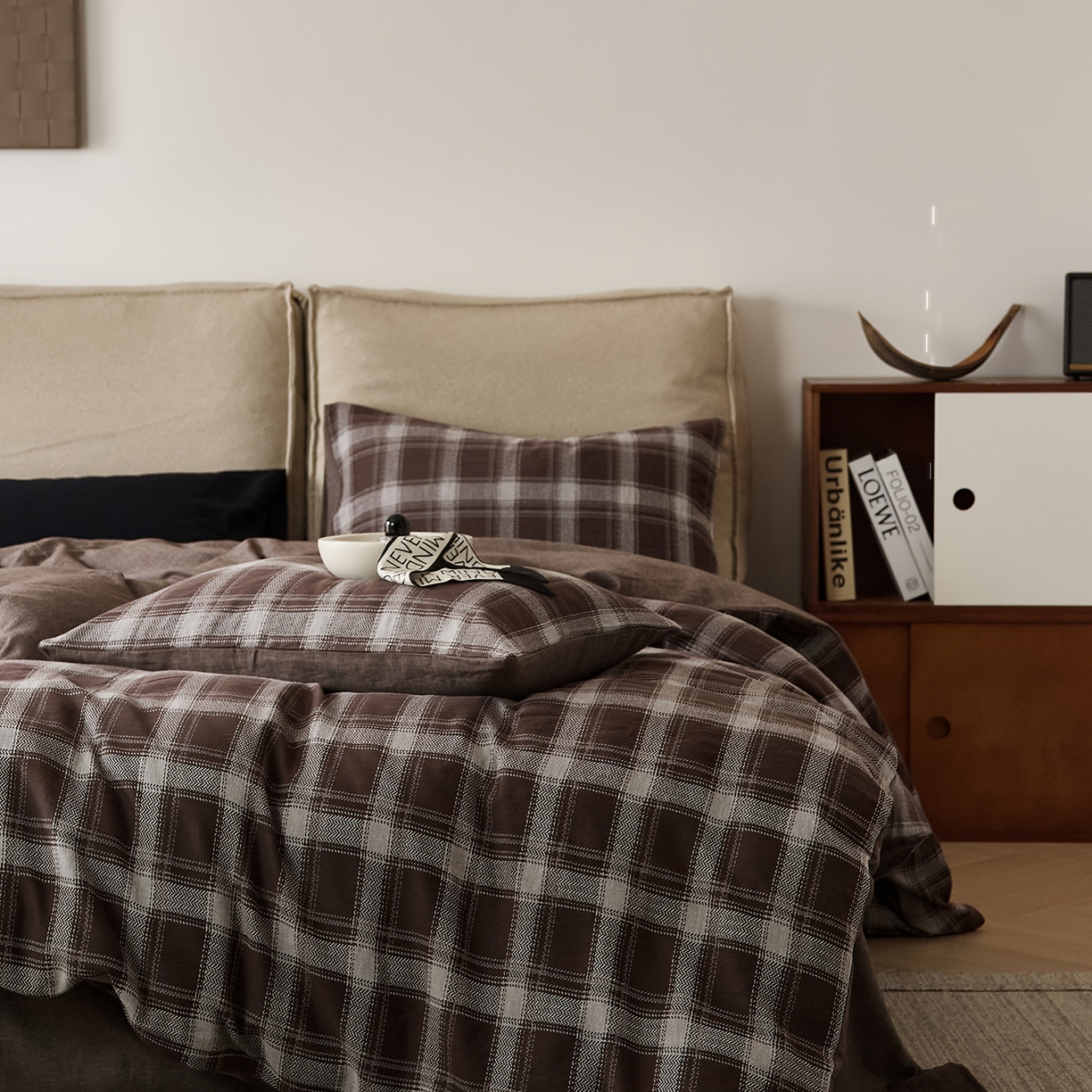 91家纺网 家纺一手货源 找家纺 原研家居 2025新款棉麻色织提花系列四件套 枯荣共生