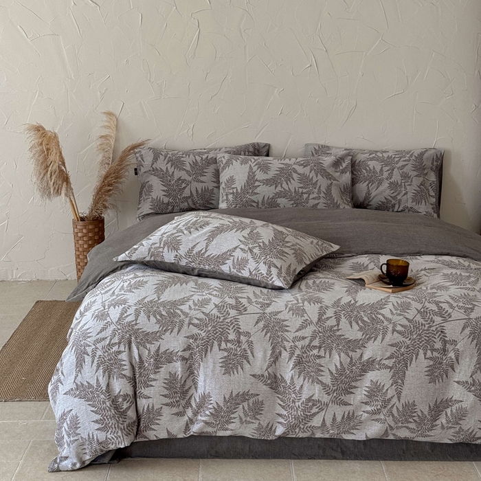 于果 2025新款全棉纯棉色织提花四件套 叶影