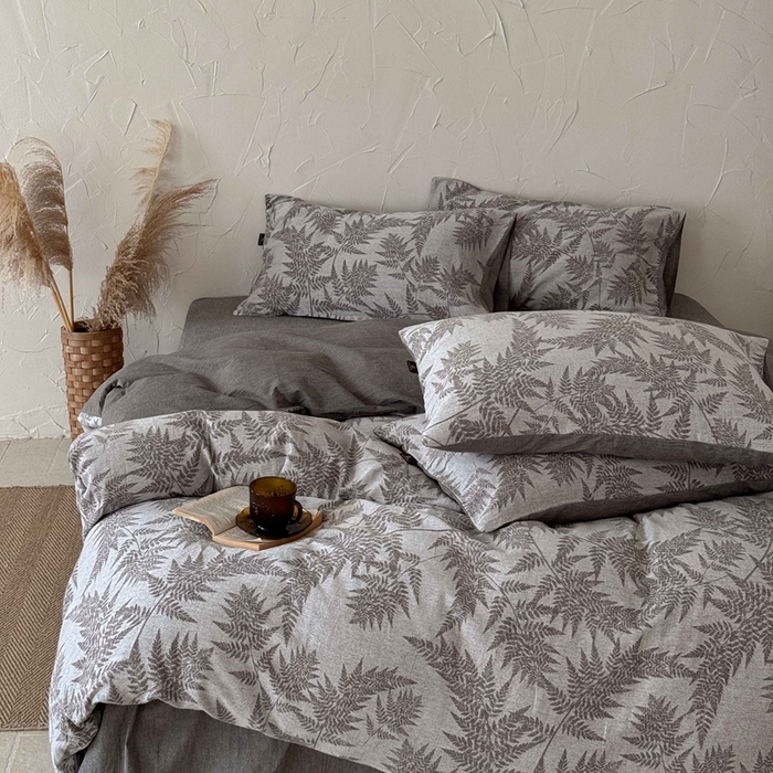 91家纺网 家纺一手货源 找家纺 于果 2025新款全棉纯棉色织提花四件套 叶影