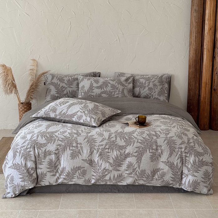 91家纺网 家纺一手货源 找家纺 于果 2025新款全棉纯棉色织提花四件套 叶影