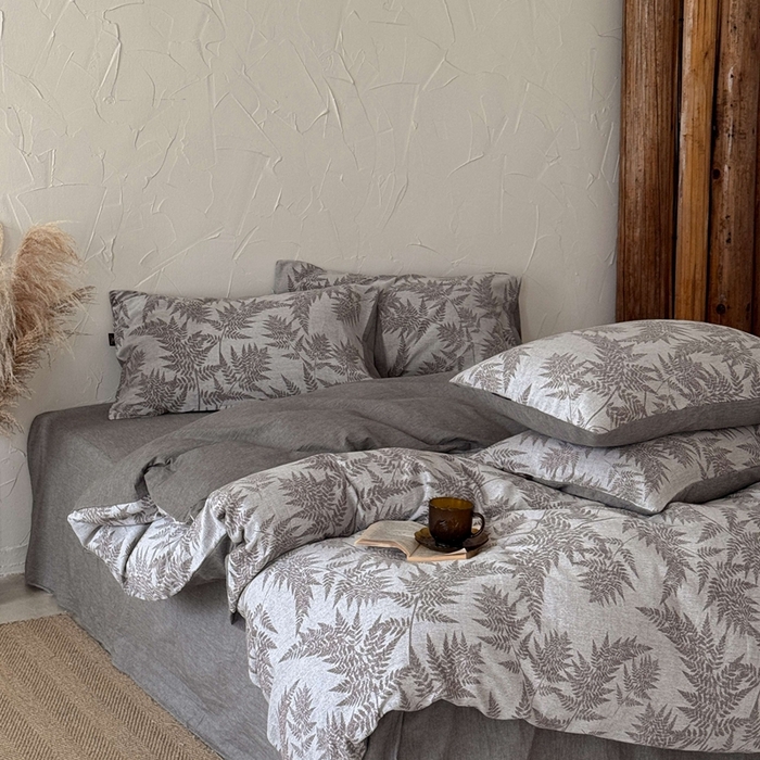 91家纺网 家纺一手货源 找家纺 于果 2025新款全棉纯棉色织提花四件套 叶影