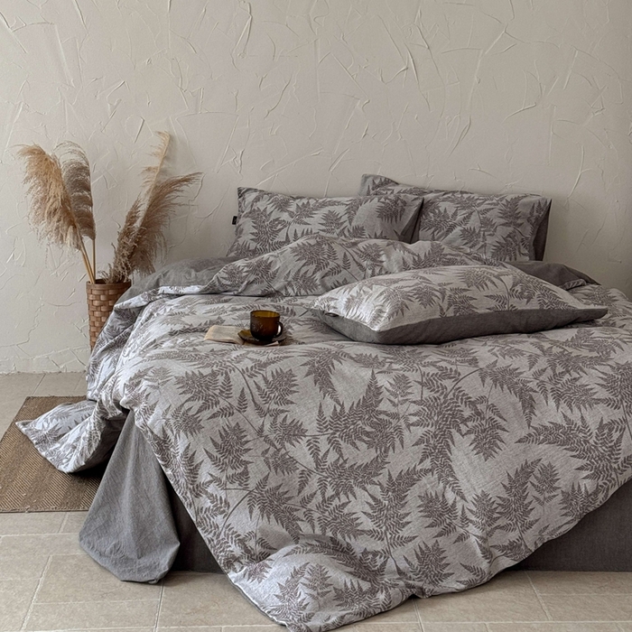 91家纺网 家纺一手货源 找家纺 于果 2025新款全棉纯棉色织提花四件套 叶影