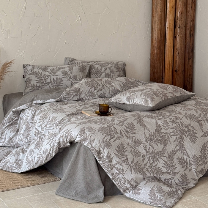 91家纺网 家纺一手货源 找家纺 于果 2025新款全棉纯棉色织提花四件套 叶影