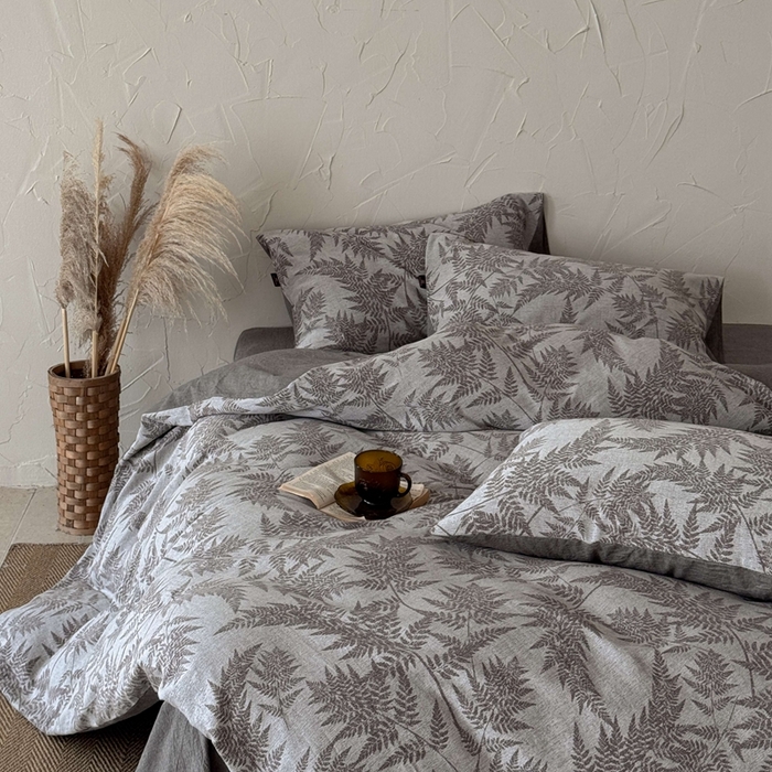 91家纺网 家纺一手货源 找家纺 于果 2025新款全棉纯棉色织提花四件套 叶影