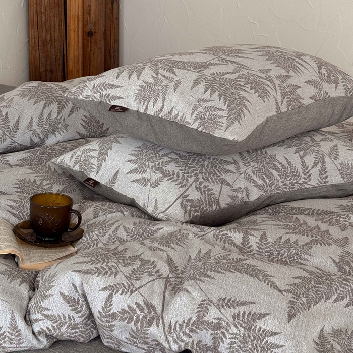 91家纺网 家纺一手货源 找家纺 于果 2025新款全棉纯棉色织提花四件套 叶影