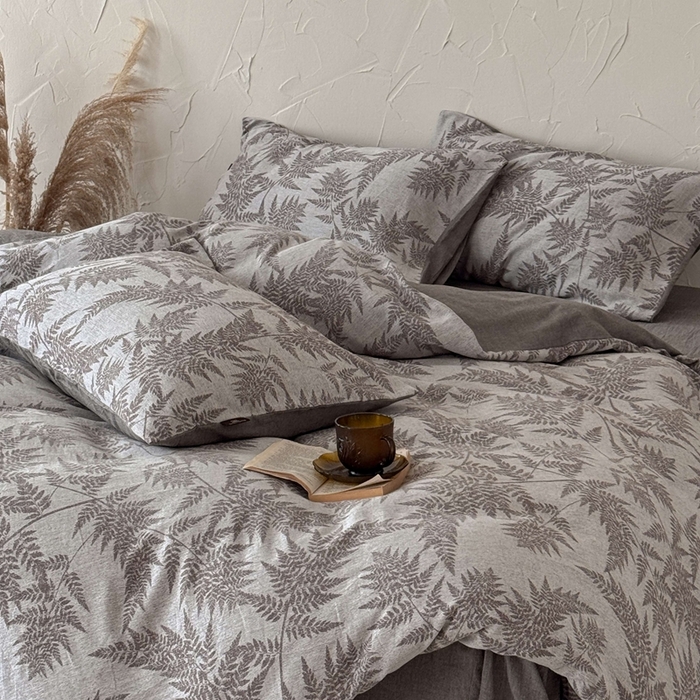 91家纺网 家纺一手货源 找家纺 于果 2025新款全棉纯棉色织提花四件套 叶影