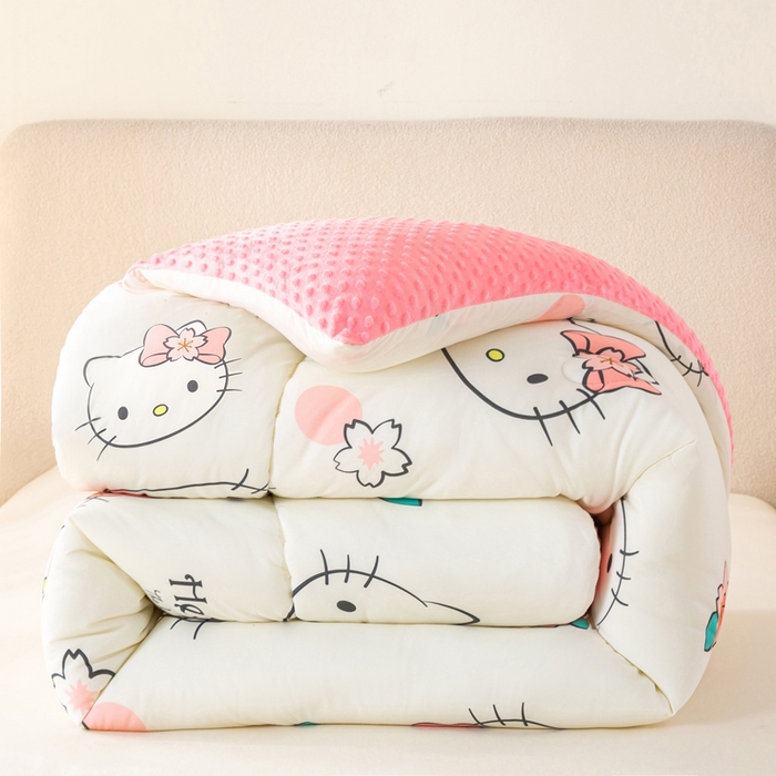 91家纺网 家纺一手货源 找家纺 （总）米乐被业 2025新款三丽鸥水洗棉豆豆被被子被芯冬被