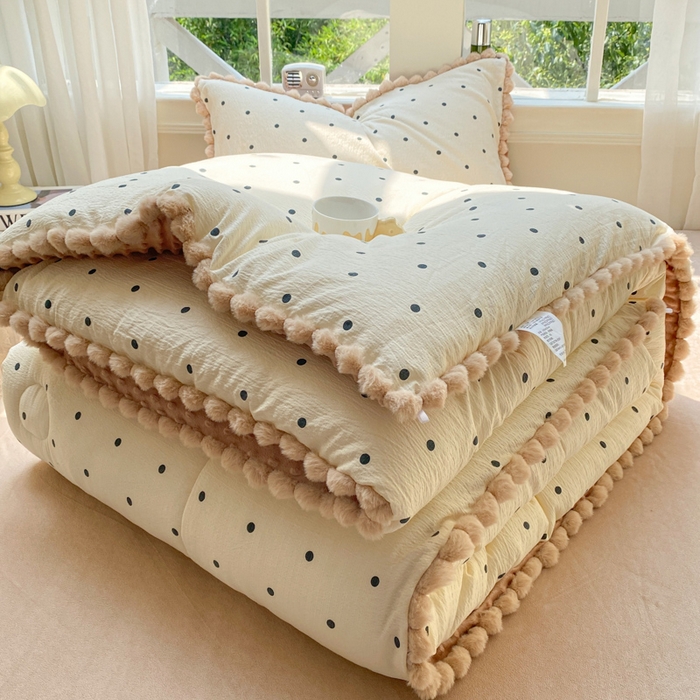 米乐被业 2025新款毛球豆豆被小清新被子被芯 韩系波点