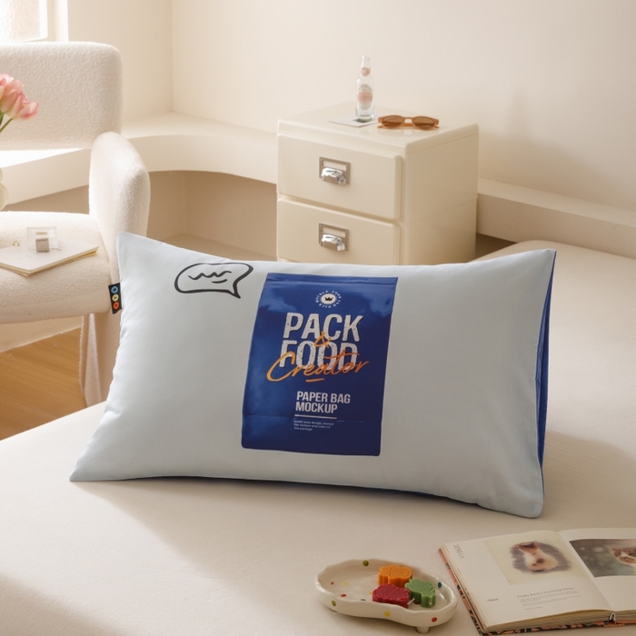 RYB红黄兰 2025新款ins全棉40s纯棉13372大版数码印花枕套单品枕套枕套单件 蓝色零食