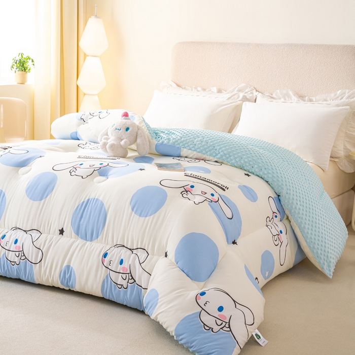 91家纺网 家纺一手货源 找家纺 米乐被业 2025新款三丽鸥水洗棉豆豆被被子被芯冬被 波点大耳狗