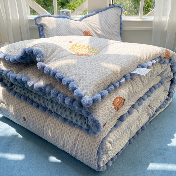 米乐被业 2025新款毛球豆豆被卡通被子被芯冬被 可爱南瓜