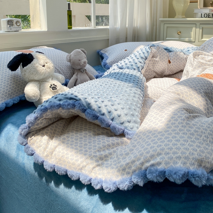 91家纺网 家纺一手货源 找家纺 米乐被业 2025新款毛球豆豆被卡通被子被芯冬被 可爱南瓜