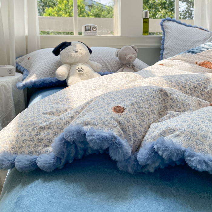 91家纺网 家纺一手货源 找家纺 米乐被业 2025新款毛球豆豆被卡通被子被芯冬被 可爱南瓜