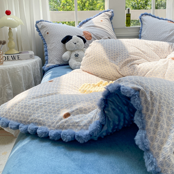 91家纺网 家纺一手货源 找家纺 米乐被业 2025新款毛球豆豆被卡通被子被芯冬被 可爱南瓜