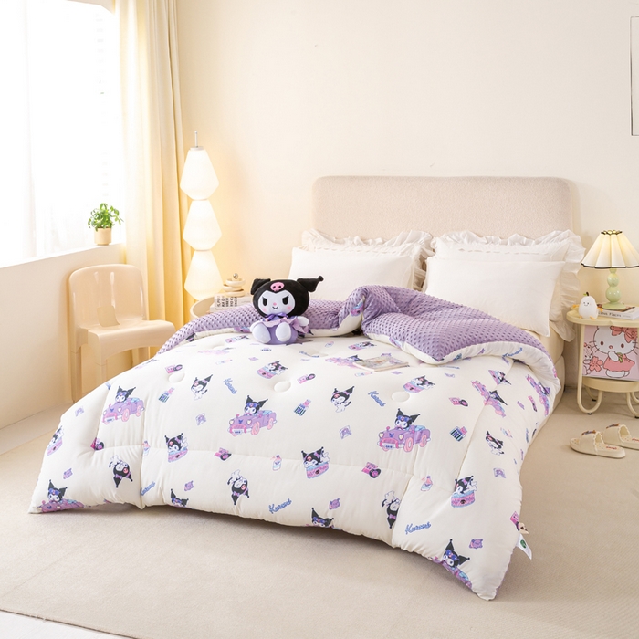 91家纺网 家纺一手货源 找家纺 米乐被业 2025新款三丽鸥水洗棉豆豆被被子被芯冬被 库洛米总动员