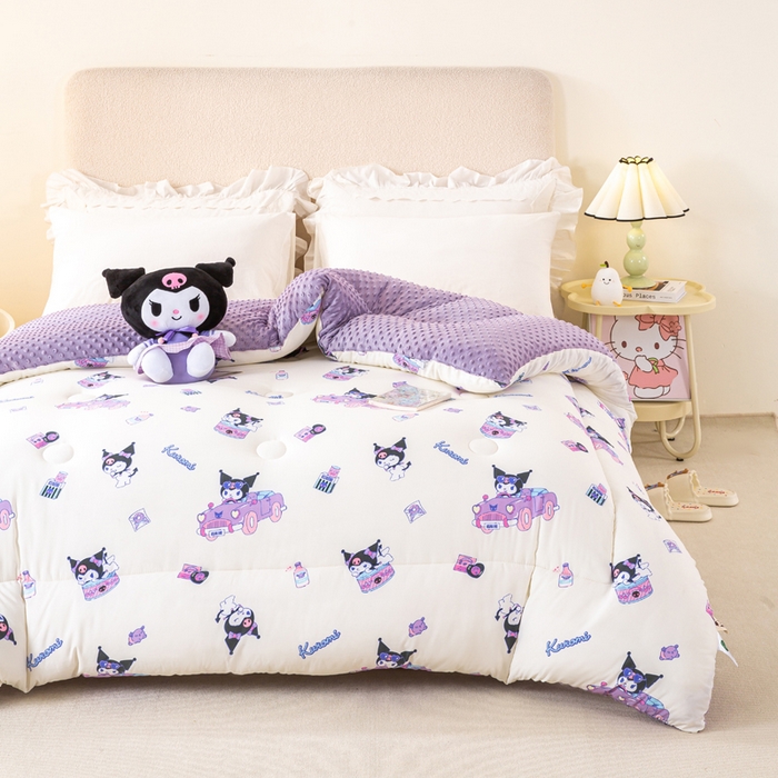 91家纺网 家纺一手货源 找家纺 米乐被业 2025新款三丽鸥水洗棉豆豆被被子被芯冬被 库洛米总动员