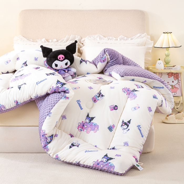 91家纺网 家纺一手货源 找家纺 米乐被业 2025新款三丽鸥水洗棉豆豆被被子被芯冬被 库洛米总动员