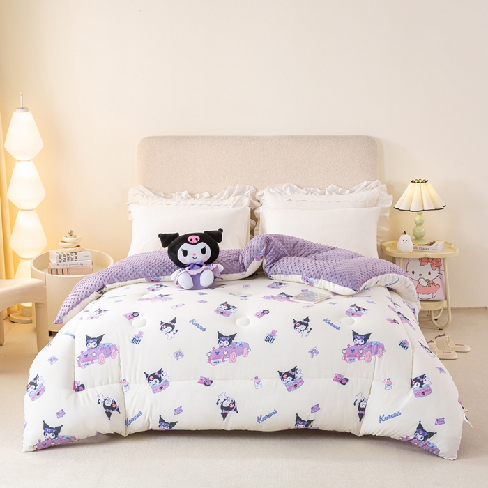 91家纺网 家纺一手货源 找家纺 米乐被业 2025新款三丽鸥水洗棉豆豆被被子被芯冬被 库洛米总动员