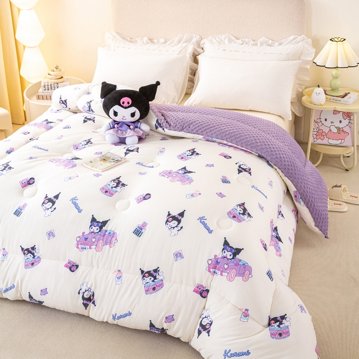 91家纺网 家纺一手货源 找家纺 米乐被业 2025新款三丽鸥水洗棉豆豆被被子被芯冬被 库洛米总动员