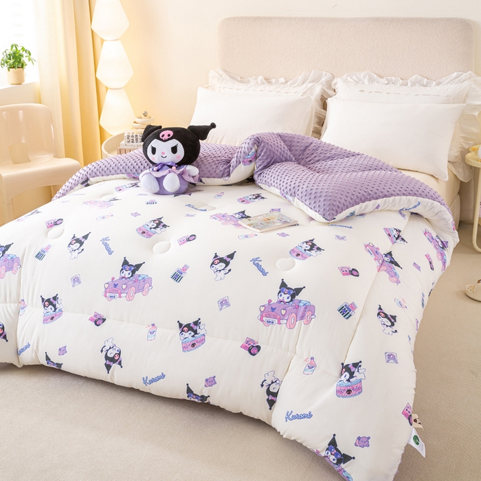 91家纺网 家纺一手货源 找家纺 米乐被业 2025新款三丽鸥水洗棉豆豆被被子被芯冬被 库洛米总动员