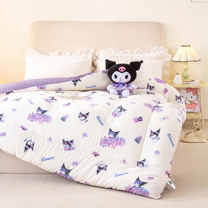 91家纺网 家纺一手货源 找家纺 米乐被业 2025新款三丽鸥水洗棉豆豆被被子被芯冬被 库洛米总动员