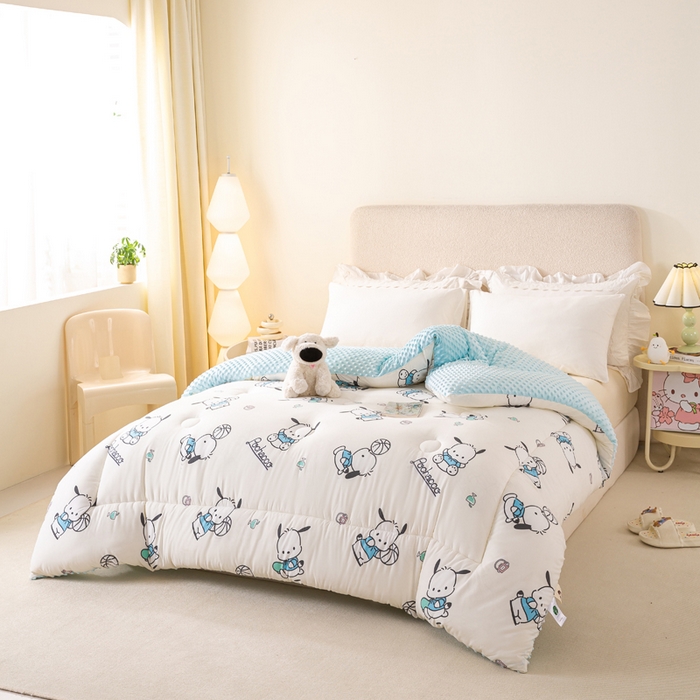 91家纺网 家纺一手货源 找家纺 米乐被业 2025新款三丽鸥水洗棉豆豆被被子被芯冬被 帕恰狗