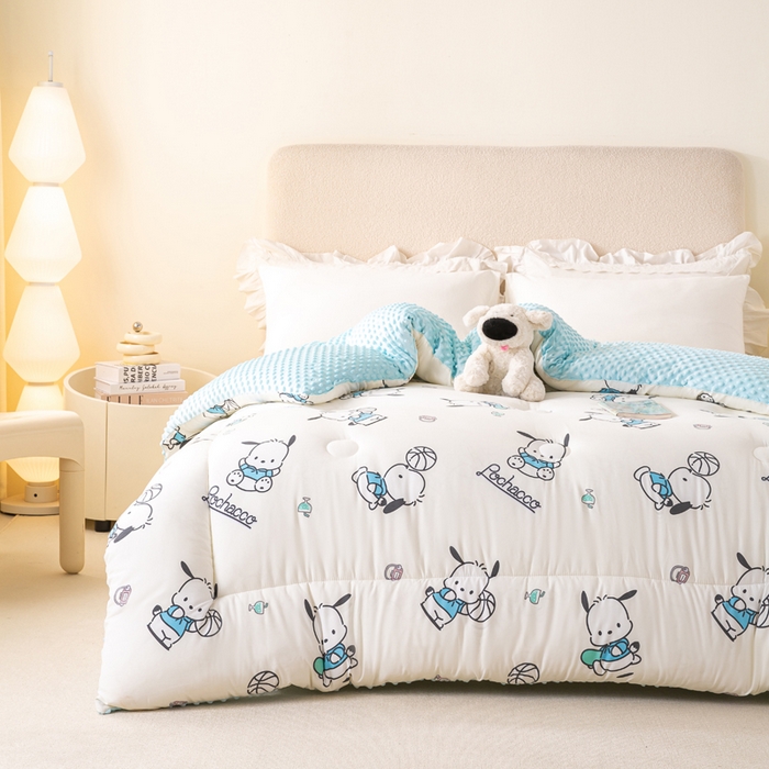 91家纺网 家纺一手货源 找家纺 米乐被业 2025新款三丽鸥水洗棉豆豆被被子被芯冬被 帕恰狗