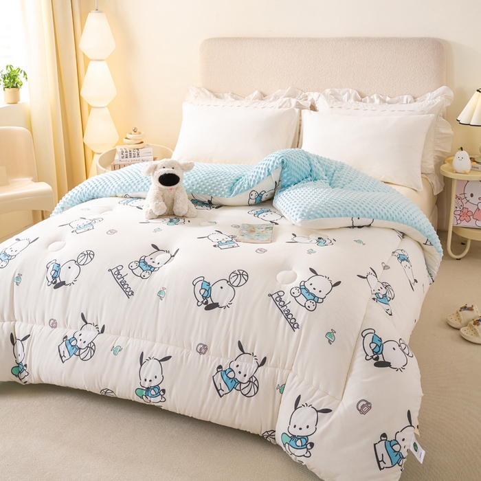 91家纺网 家纺一手货源 找家纺 米乐被业 2025新款三丽鸥水洗棉豆豆被被子被芯冬被 帕恰狗