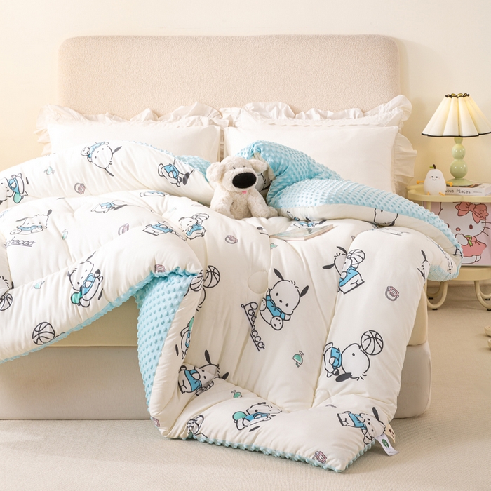 91家纺网 家纺一手货源 找家纺 米乐被业 2025新款三丽鸥水洗棉豆豆被被子被芯冬被 帕恰狗