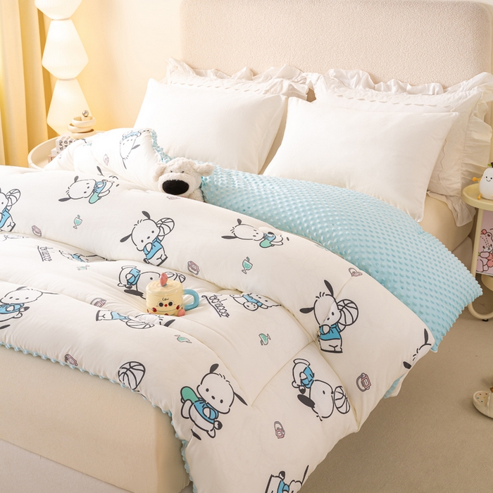 91家纺网 家纺一手货源 找家纺 米乐被业 2025新款三丽鸥水洗棉豆豆被被子被芯冬被 帕恰狗