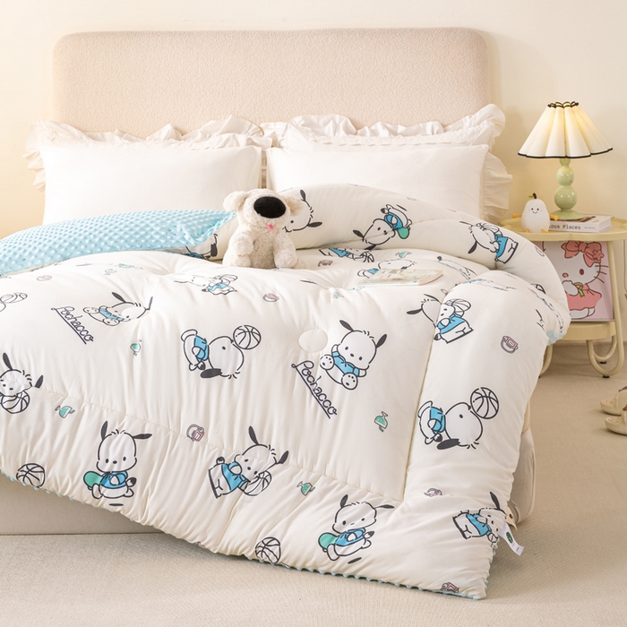 91家纺网 家纺一手货源 找家纺 米乐被业 2025新款三丽鸥水洗棉豆豆被被子被芯冬被 帕恰狗