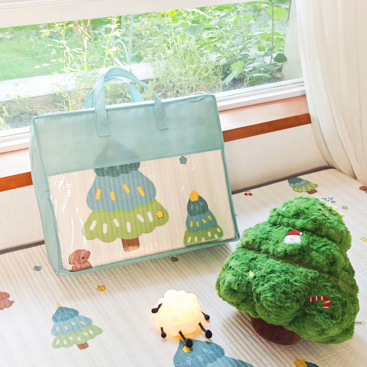 91家纺网 家纺一手货源 找家纺 （总）鑫喜莱家纺 2025新款13372全棉纯棉床盖三件套-萌趣森林