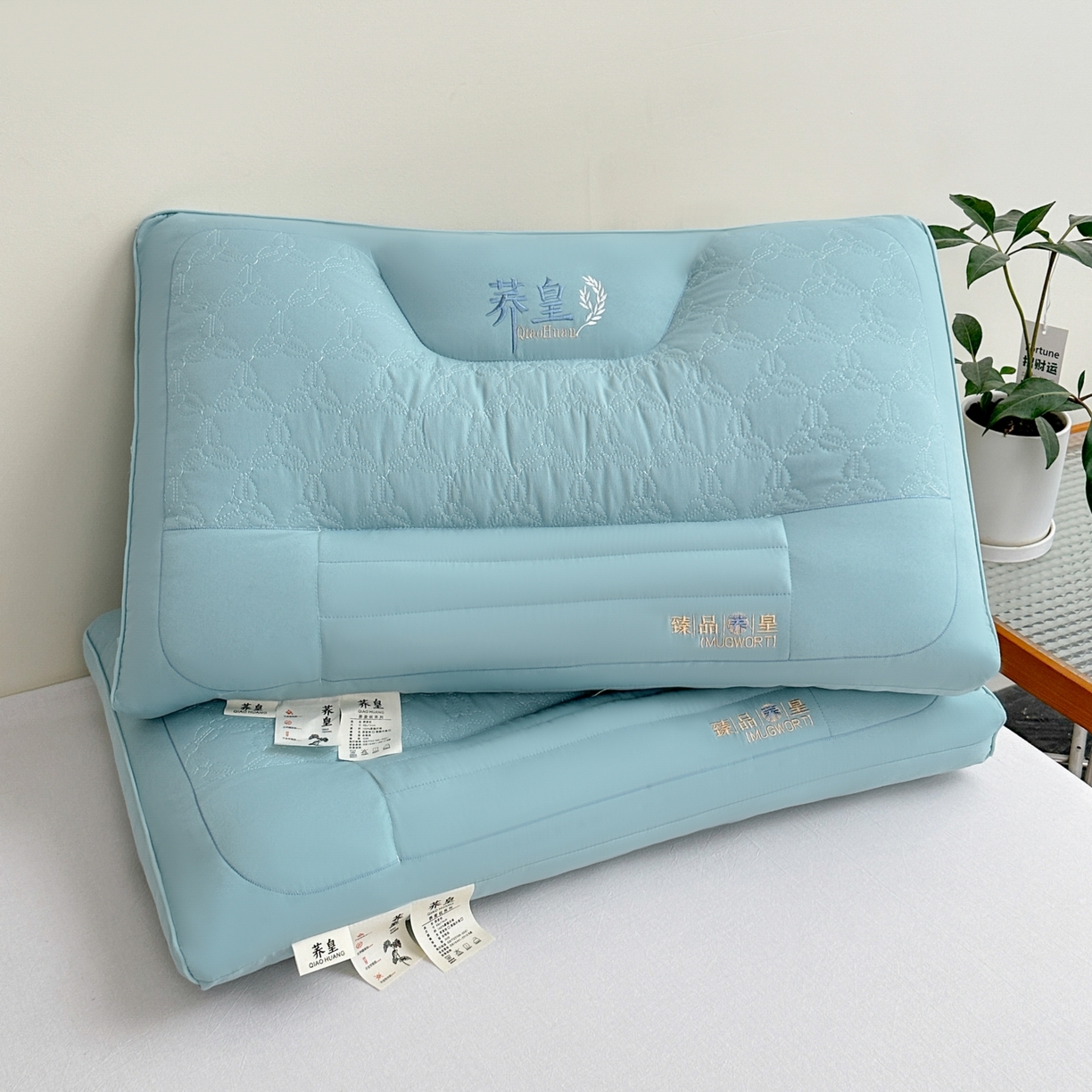 91家纺网 家纺一手货源 找家纺 永乐枕芯 2025新款亲肤荞皇枕头枕芯 绿色