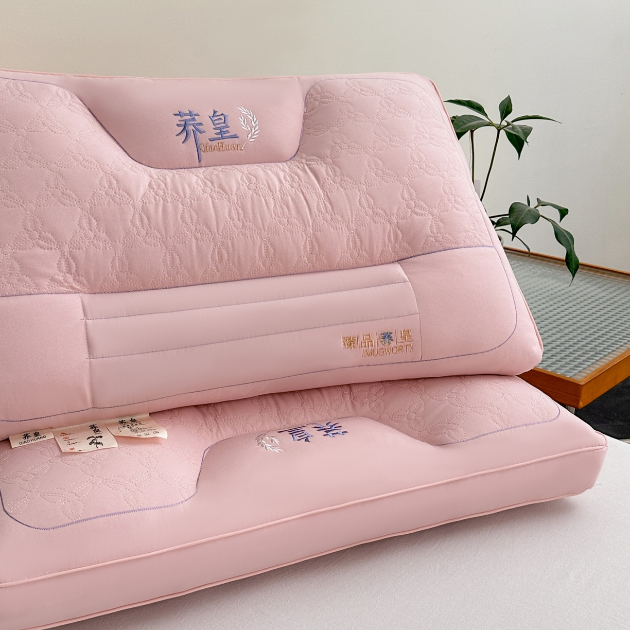 91家纺网 家纺一手货源 找家纺 永乐枕芯 2025新款亲肤荞皇枕头枕芯 粉色