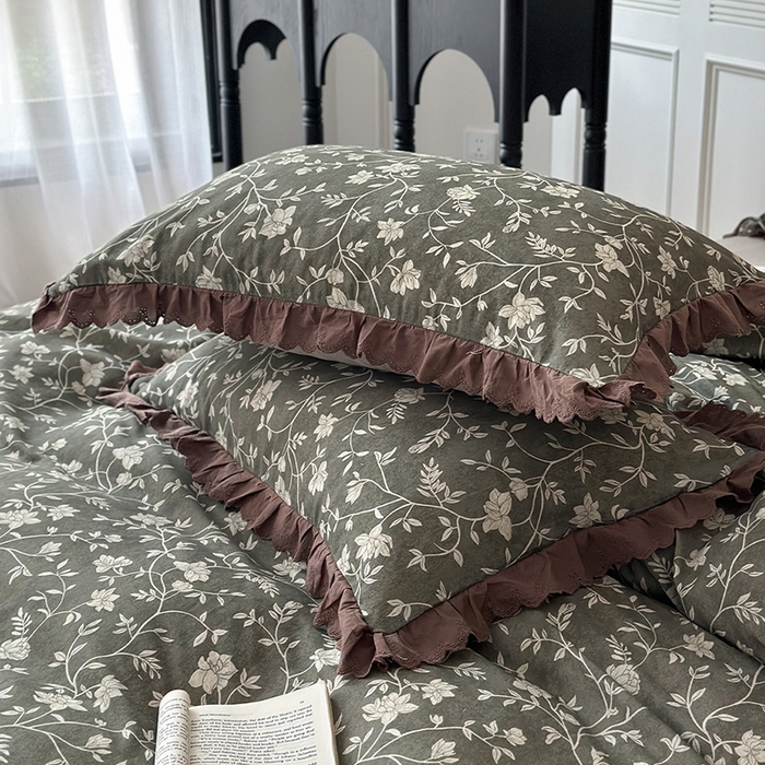 91家纺网 家纺一手货源 找家纺 （总）三朵家纺 2025新款秋冬全棉纯棉加厚磨毛法式花边四件套