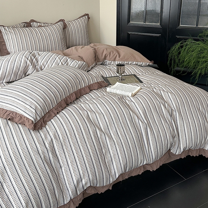 91家纺网 家纺一手货源 找家纺 三朵家纺 2025新款秋冬全棉纯棉加厚磨毛法式花边四件套 梵可