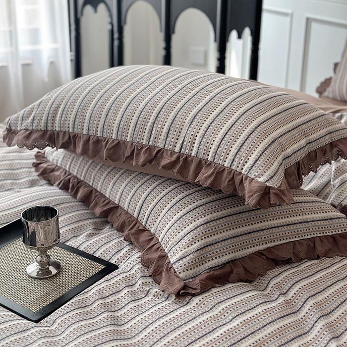 91家纺网 家纺一手货源 找家纺 三朵家纺 2025新款秋冬全棉纯棉加厚磨毛法式花边四件套 梵可