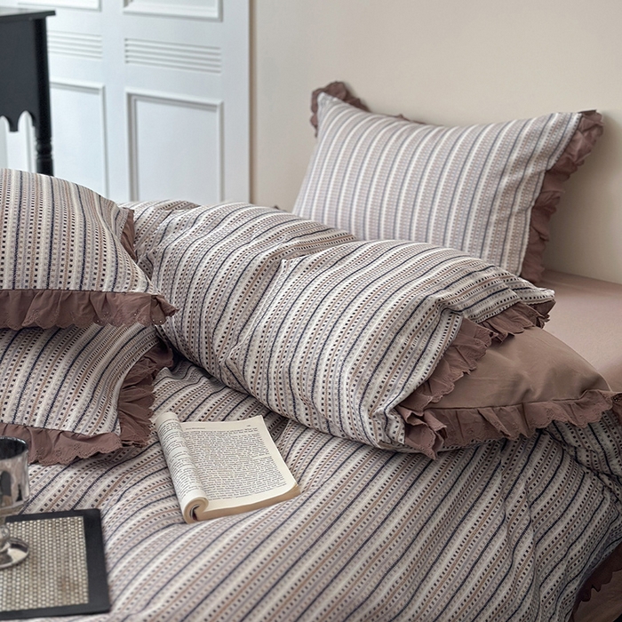 91家纺网 家纺一手货源 找家纺 三朵家纺 2025新款秋冬全棉纯棉加厚磨毛法式花边四件套 梵可