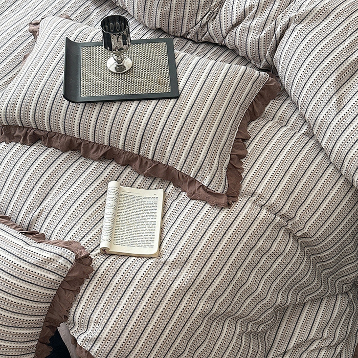 91家纺网 家纺一手货源 找家纺 三朵家纺 2025新款秋冬全棉纯棉加厚磨毛法式花边四件套 梵可