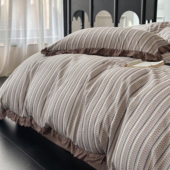 91家纺网 家纺一手货源 找家纺 三朵家纺 2025新款秋冬全棉纯棉加厚磨毛法式花边四件套 梵可