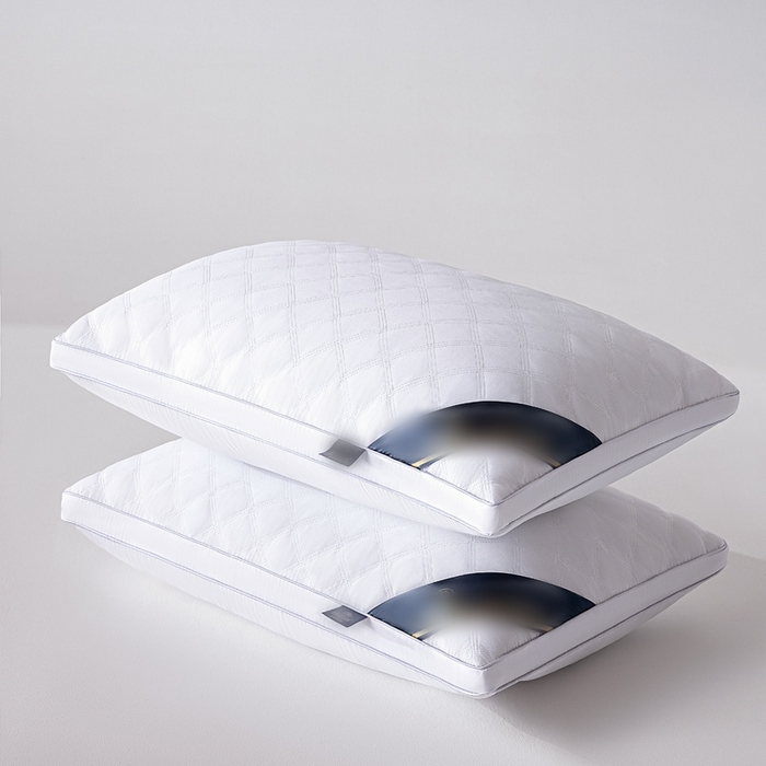 91家纺网 家纺一手货源 找家纺 永乐枕芯 2025新款三格线亲肤羽丝棉酒店枕枕头枕芯 雅白